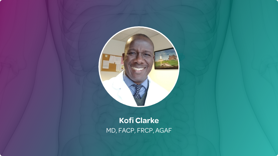 Headshot of Kofi Clarke, MD, FACP, FRCP, AGAF.